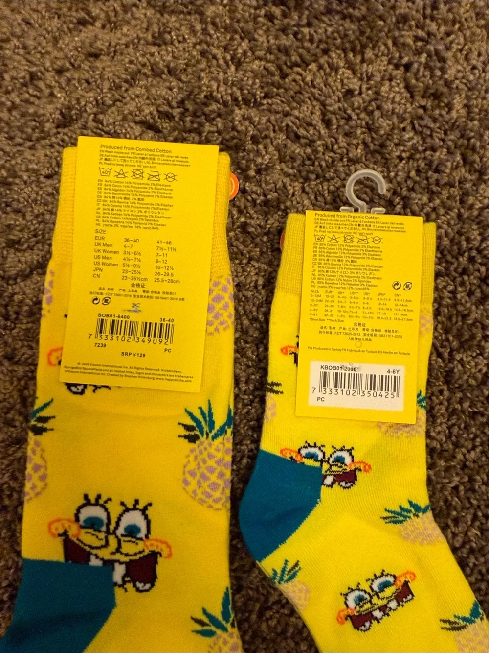 New Happy Socks x spongebob yellow mommy and me socks